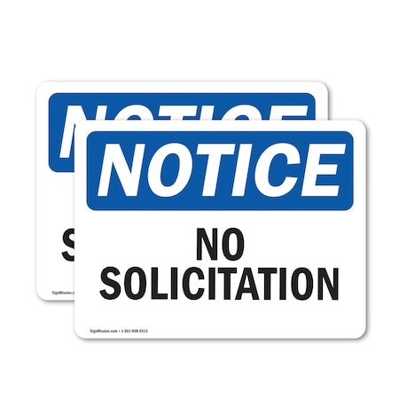 Signmission No Solicitation OSHA Notice Sign, Vinyl Decal, 5in W x 3.5in L, 2PK OS-2PACK-NS-D-35-L-16197